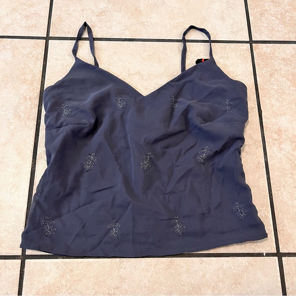 Vintage Y2K Women’s S Embroidered Camisole Tank Top Gray